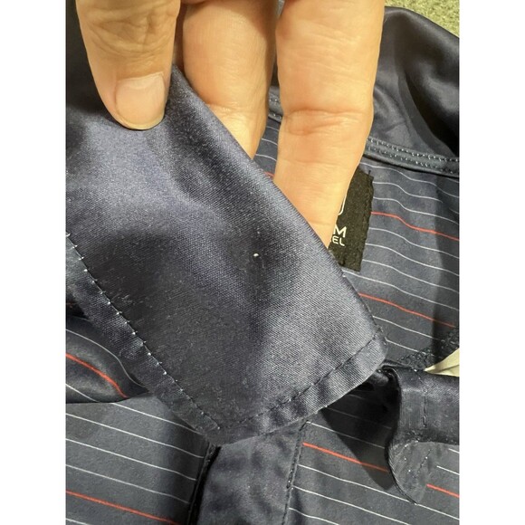 NFL Team Apparel New England Patriots Polo Navy Blue Striped Short Sleeves Large - Picture 10 of 10